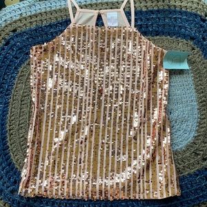 Pink Sequined Tank Top Blouse